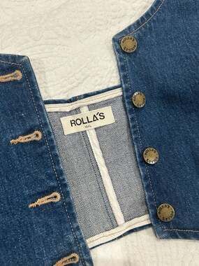 Rolla's Dallas Vest Mid-Vintage Blue Denim Halter Top